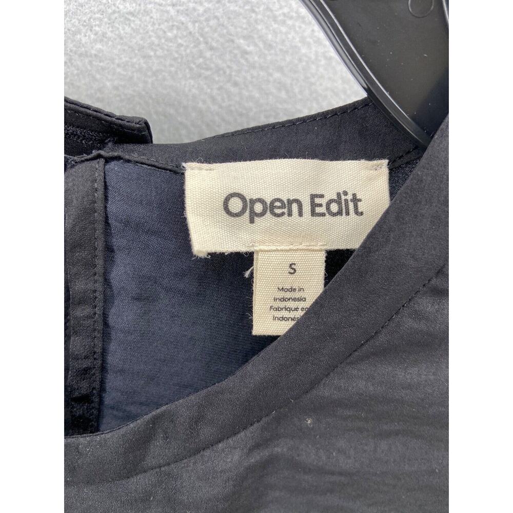 NWT Open Edit Shirt Women's Sz Small Black One Shoulder Ruched Side with Ties - Picture 6 of 12
